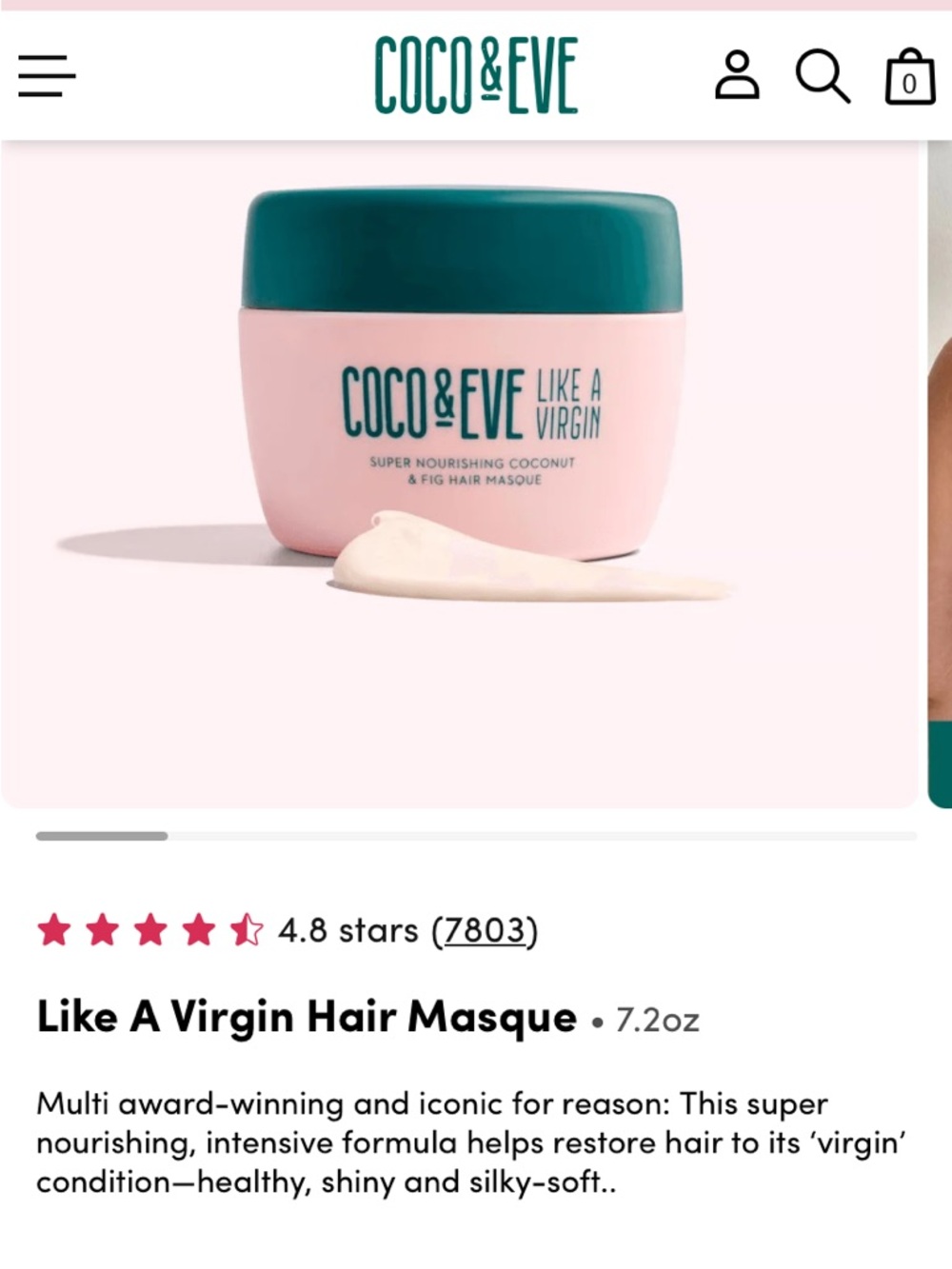 NEW WITHOUT TAGS Cocoa & Eve Like A Virgin Hair Masque